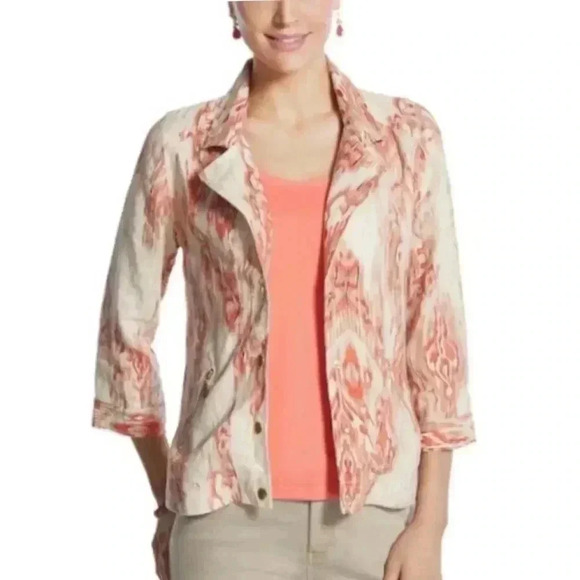 Chico’s Watercolor Linen 3/4 Jacket - Picture 3 of 6
